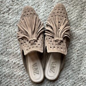 Zara Tan Suede Mules